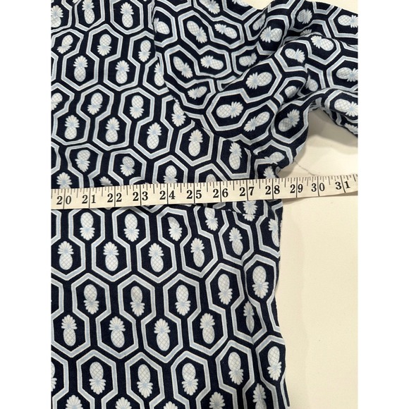 Crown & Ivy Curvy 3X Linen Tunic Dress Navy White Pineapple Print Split Neck - Picture 6 of 7